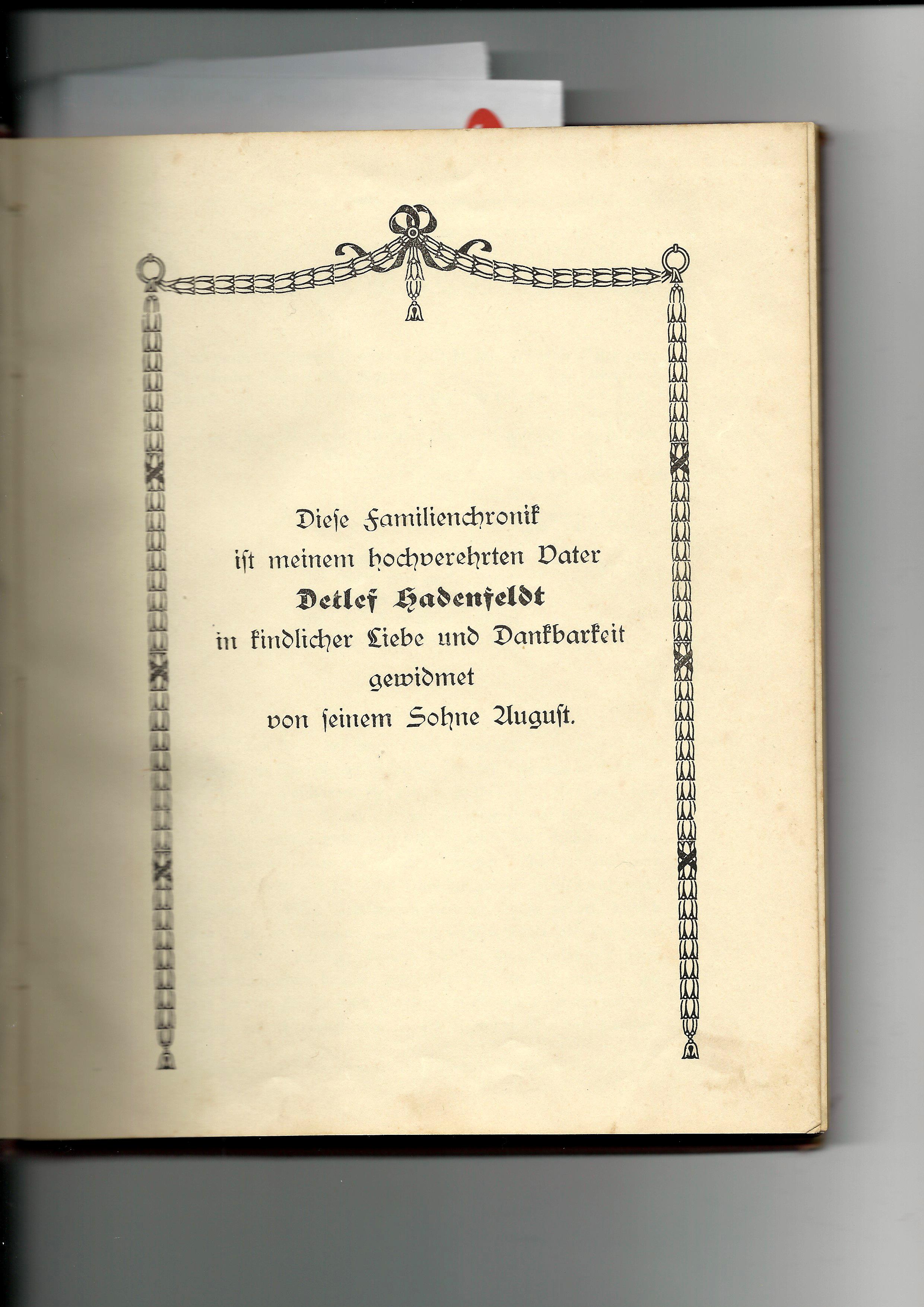 Chronik Hadenfeldt von 1922